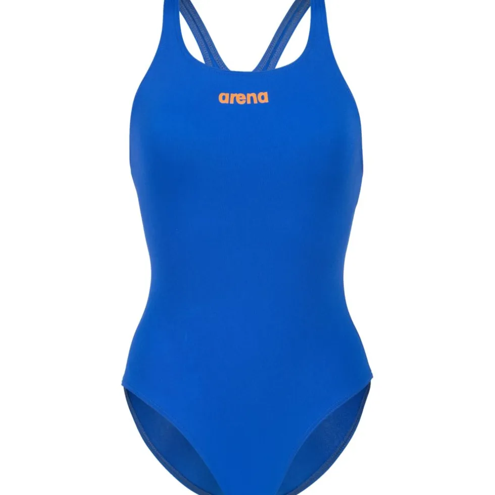 arena Performance Solid Team Swim Pro Badpak Vrouwen - Neon Blue/Team Orange