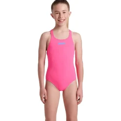 arena Performance Solid Team Swim Pro Badpak Meisjes - Shocking Pink/Blue River
