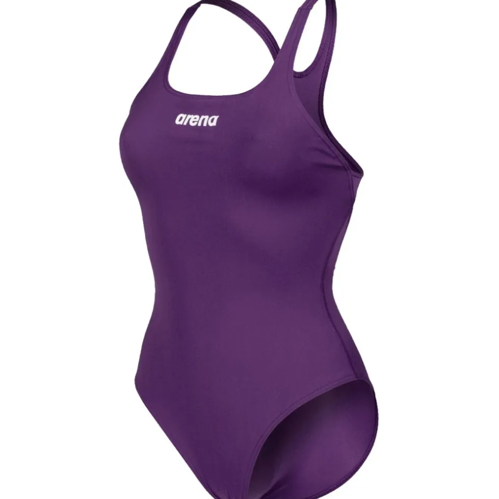 arena Performance Solid Team Swim Pro Badpak Vrouwen - Plum/Wit