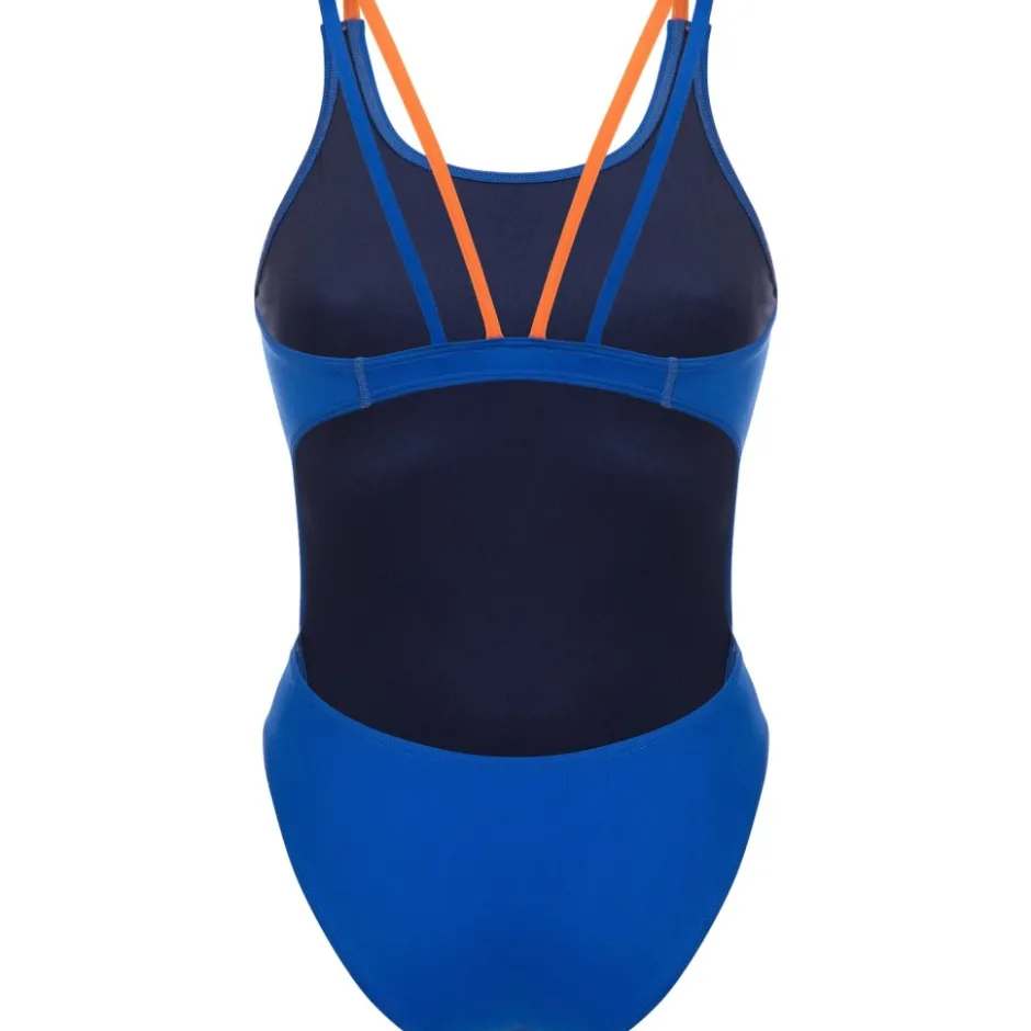 Wedstrijd Zwemkleding|Zwembroeken & Bikini'S < arena Performance Solid Tech Multi Back Badpak Vrouwen - Neon Blue/Team Orange
