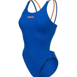 Wedstrijd Zwemkleding|Zwembroeken & Bikini'S < arena Performance Solid Tech Multi Back Badpak Vrouwen - Neon Blue/Team Orange