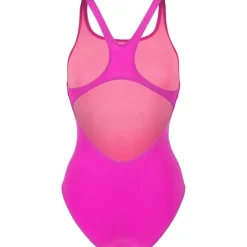arena Performance Solid Team Swim Pro Badpak Vrouwen - Very Fuchsia/Team Green