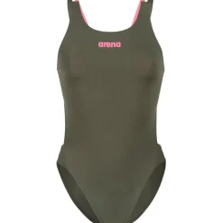 Wedstrijd Zwemkleding|Zwembroeken & Bikini'S < arena Performance Solid Tech Multi Back Badpak Vrouwen - Dark Sage/Shocking Pink