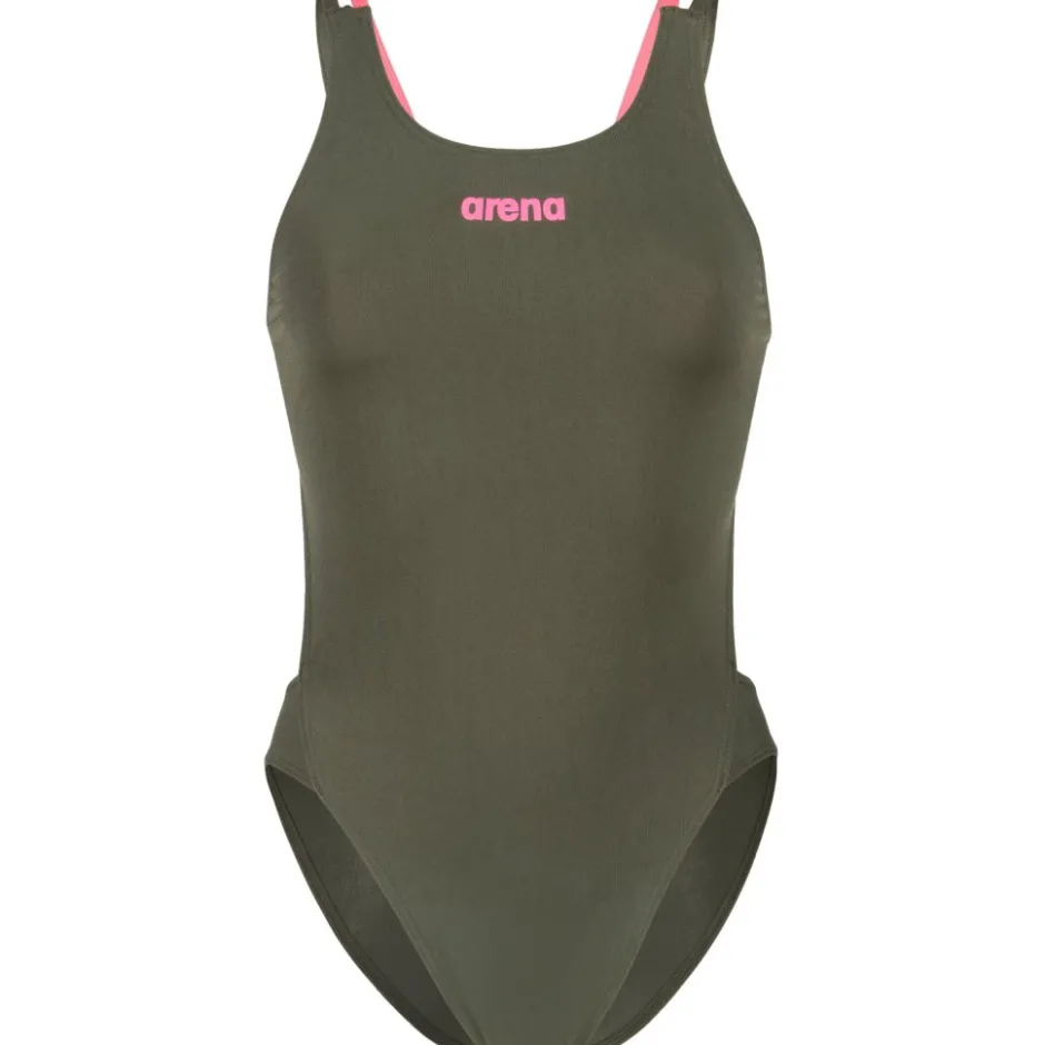Wedstrijd Zwemkleding|Zwembroeken & Bikini'S < arena Performance Solid Tech Multi Back Badpak Vrouwen - Dark Sage/Shocking Pink