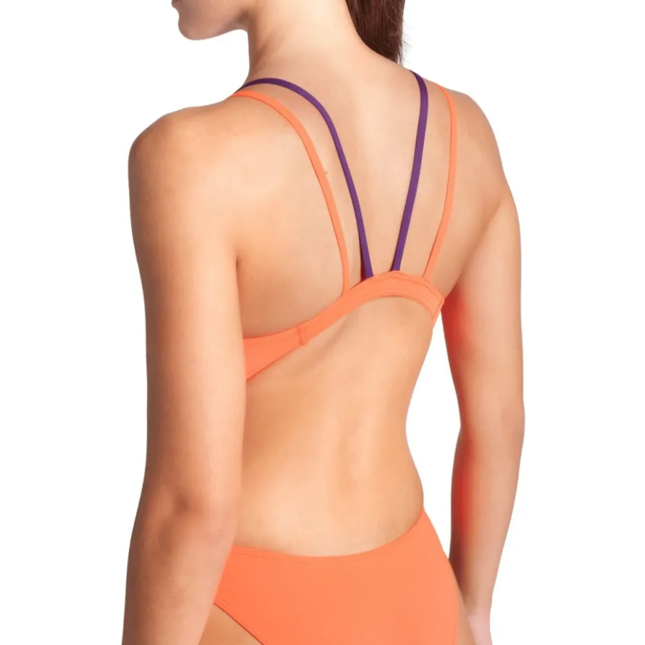Wedstrijd Zwemkleding < arena Performance Solid Tech Multi Back Badpak Vrouwen - Bright Coral/Plum