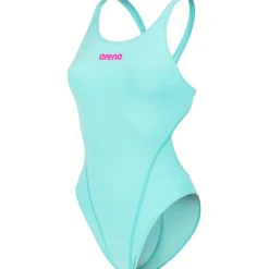 arena Performance Solid Team Swim Tech Badpak Vrouwen - Water/Very Fuchsia