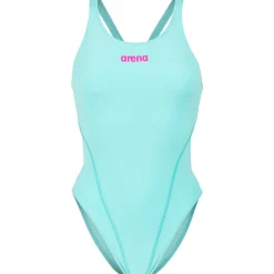 arena Performance Solid Team Swim Tech Badpak Vrouwen - Water/Very Fuchsia