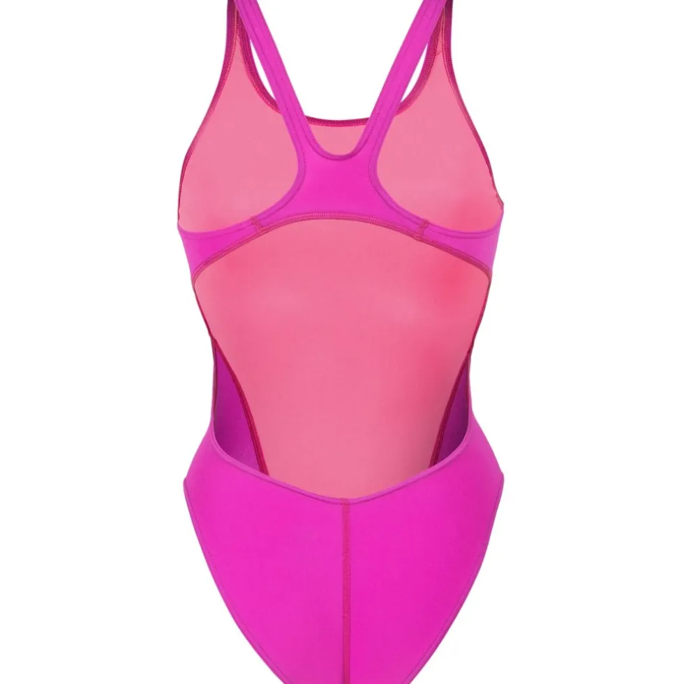 arena Performance Solid Team Swim Tech Badpak Vrouwen - Very Fuchsia/Team Green