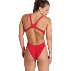 arena Performance Solid Team Swim Tech Badpak Vrouwen - Rood/Wit