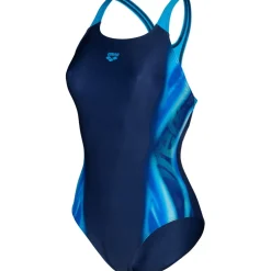 arena Performance Two Sides Swim Pro Back Badpak Dames - Navy Multi-Navy-Turquoise