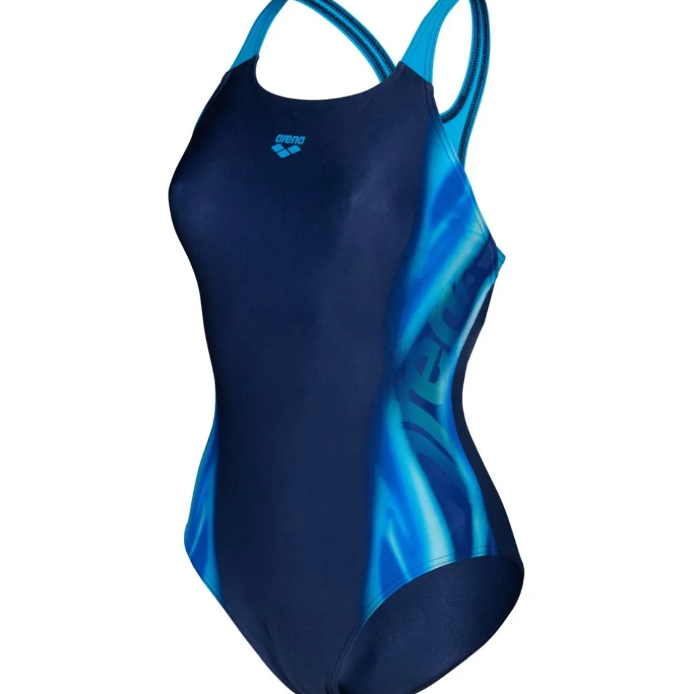 arena Performance Two Sides Swim Pro Back Badpak Dames - Navy Multi-Navy-Turquoise