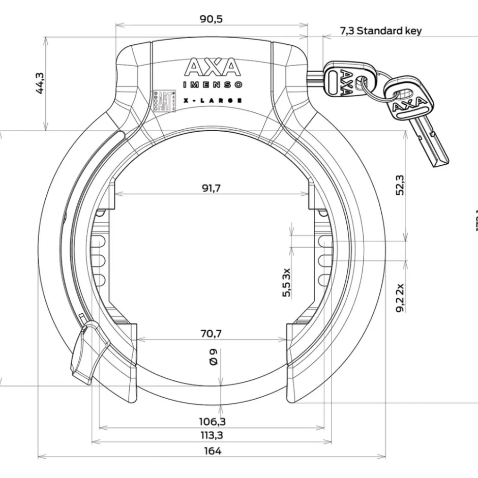 Ringsloten < AXA Imenso X Large Retractable + ULC 130 cm + Bag Frameslot Set