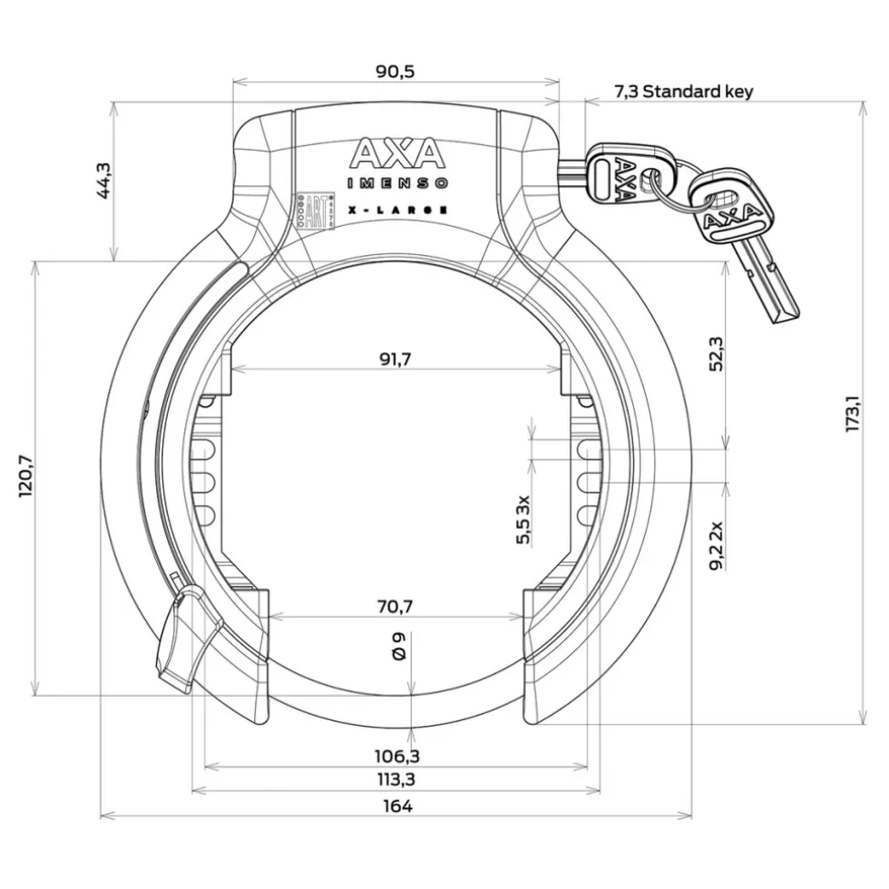 AXA Imenso XL Frameslot - Sleutel afneembaar - zwart