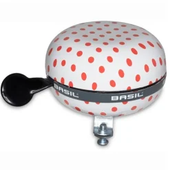 Basil Polkadot Big Bell Fietsbel - white/red dots