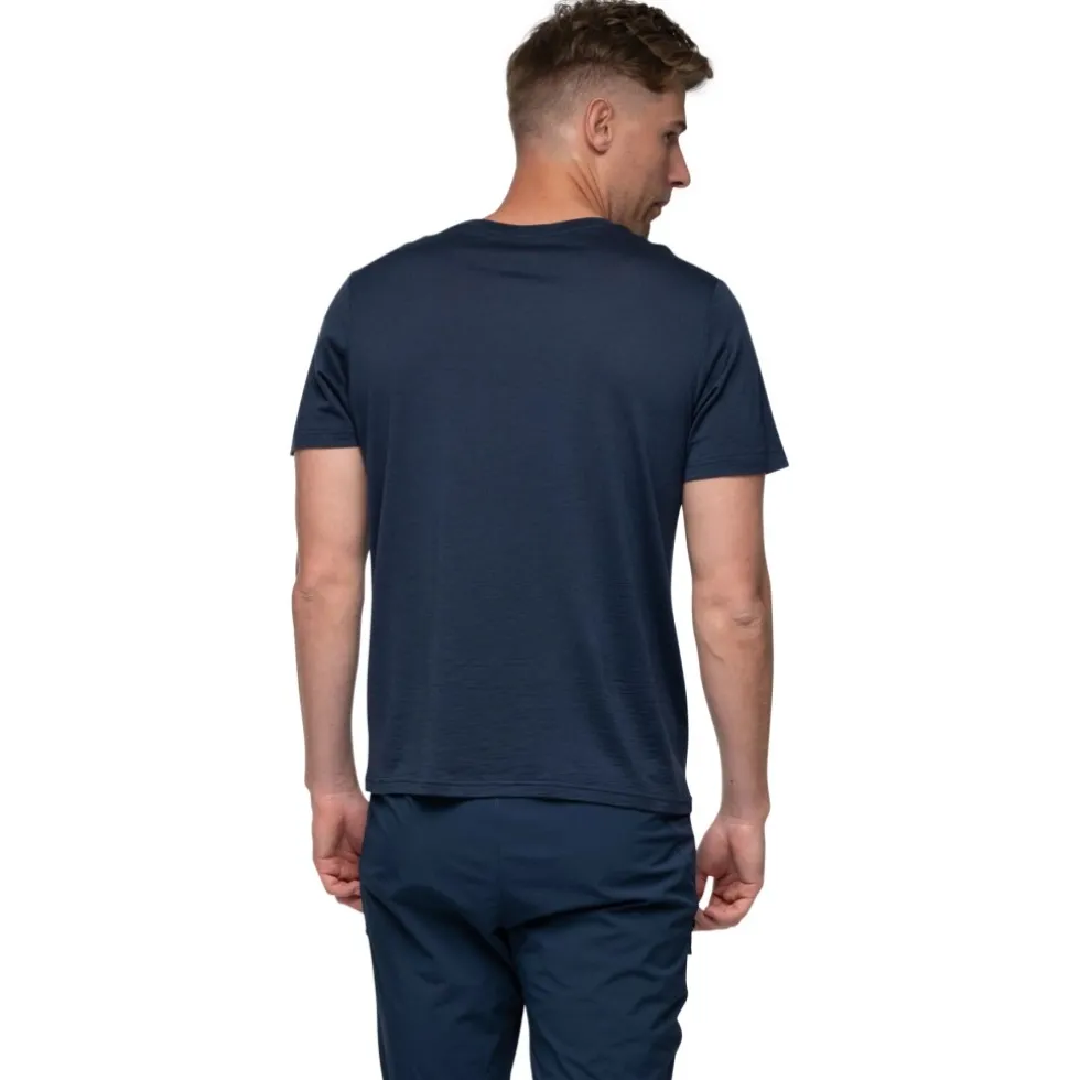 Bergans Rabot Mount Wool T-Shirt Heren - navy blue/warm sand