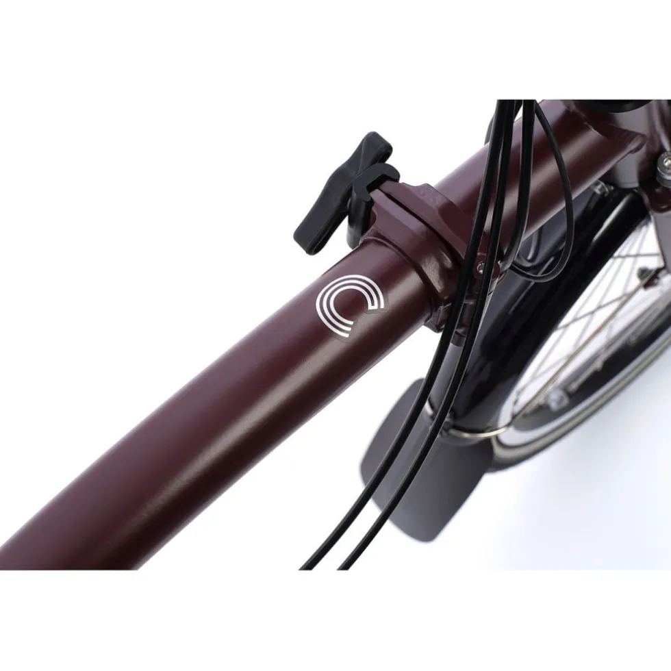 Brompton Electric C Line - 4-Speed - High Bar - Extended Seatpost - Rear Rack - 16" Elektrische Vouwfiets - 2026 - red plum