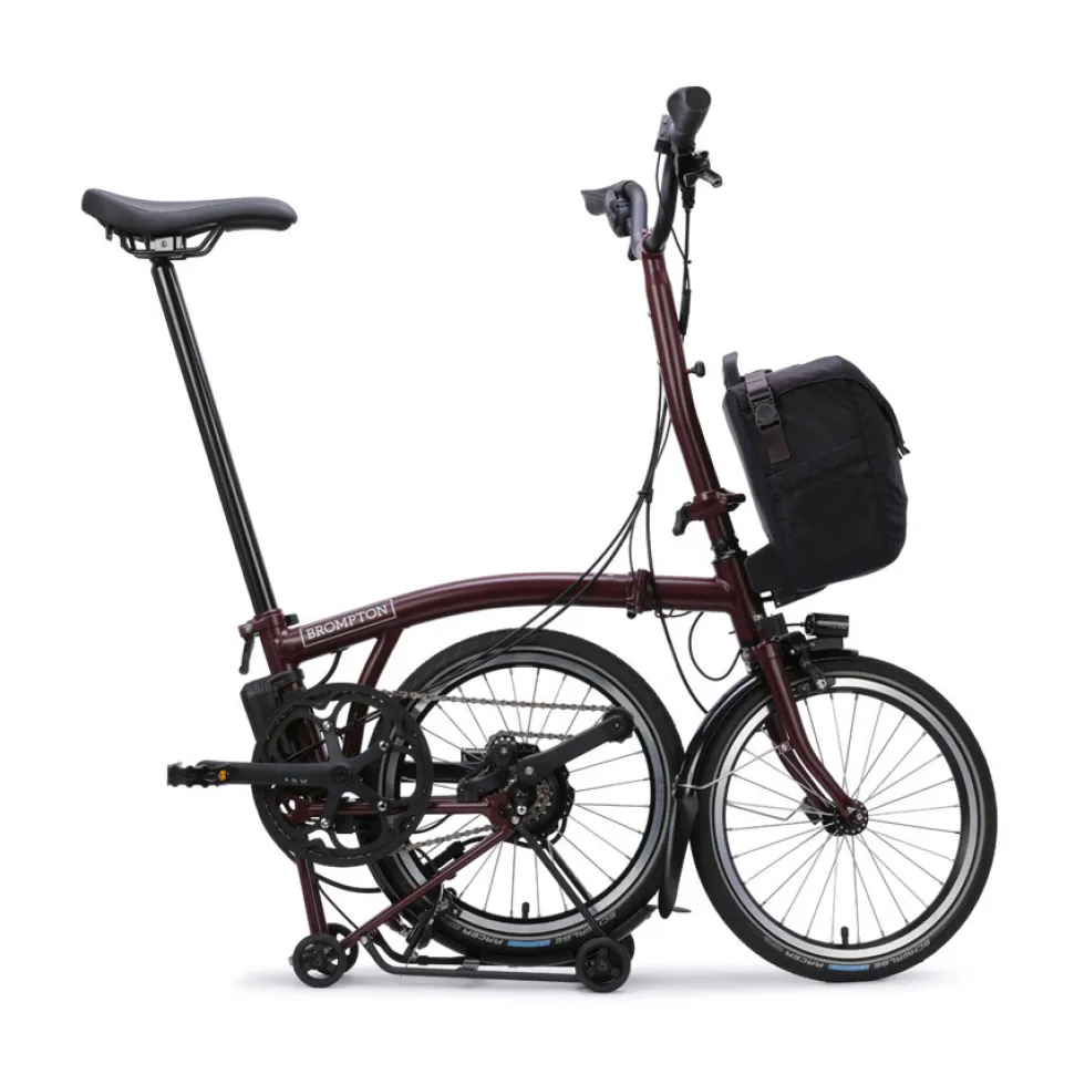 Brompton Electric C Line - 4-Speed - High Bar - Extended Seatpost - Rear Rack - 16" Elektrische Vouwfiets - 2026 - red plum