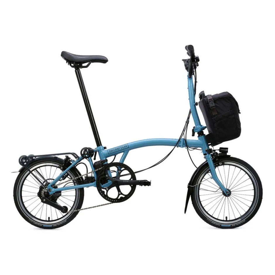 Elektrische Fietsen|Elektrische Vouwfietsen < Brompton Electric C Line - 4-Speed - Mid Bar - Extended Seatpost - Rear Rack - 16" Elektrische Vouwfiets - 2026 - cloud metalic