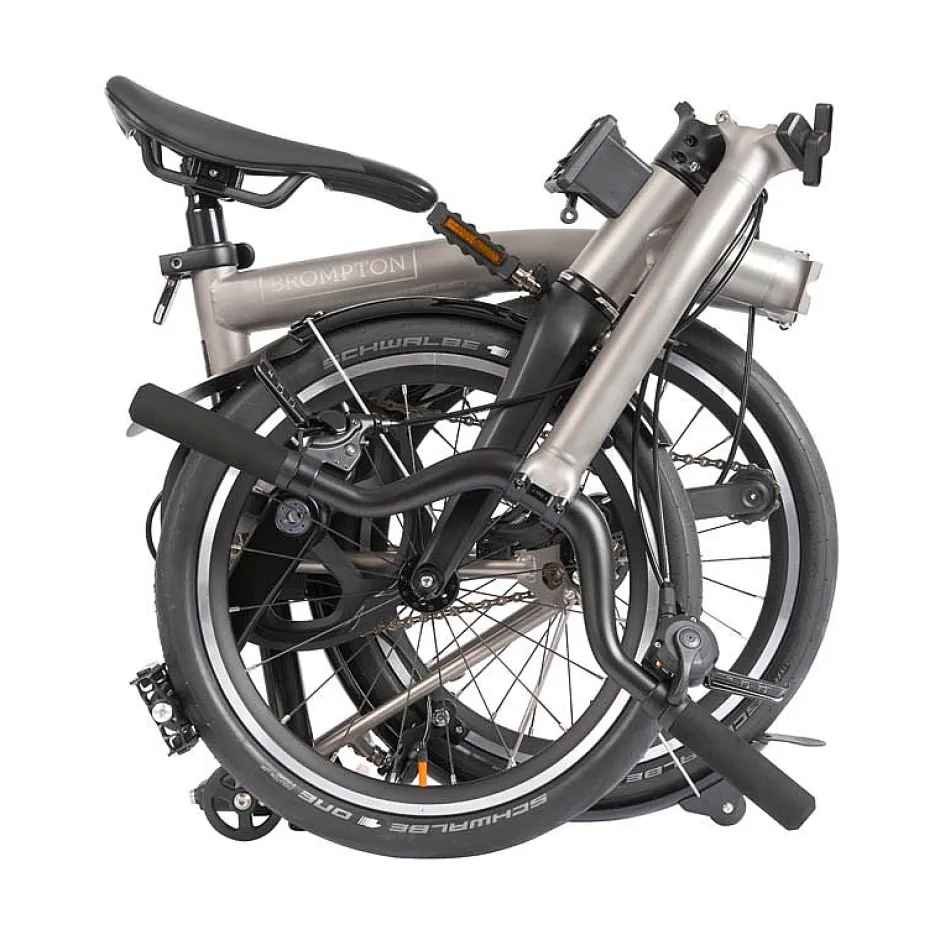 Vouwfietsen < Brompton T Line - 12-Speed - Mid Bar - Standard Seatpost - 16" Vouwfiets - 2026 - Blasted Ti
