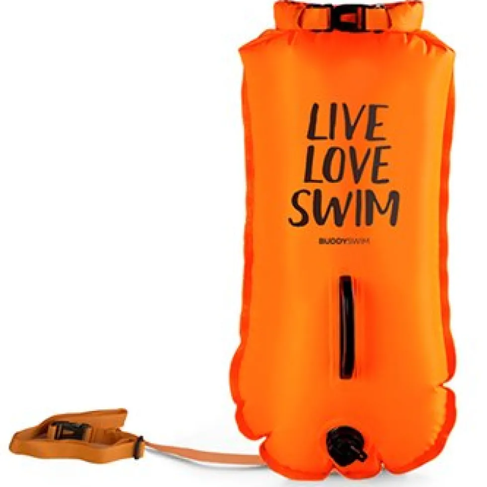Buddyswim Boya Drybag 28lt + swim cap - orange/live love swim