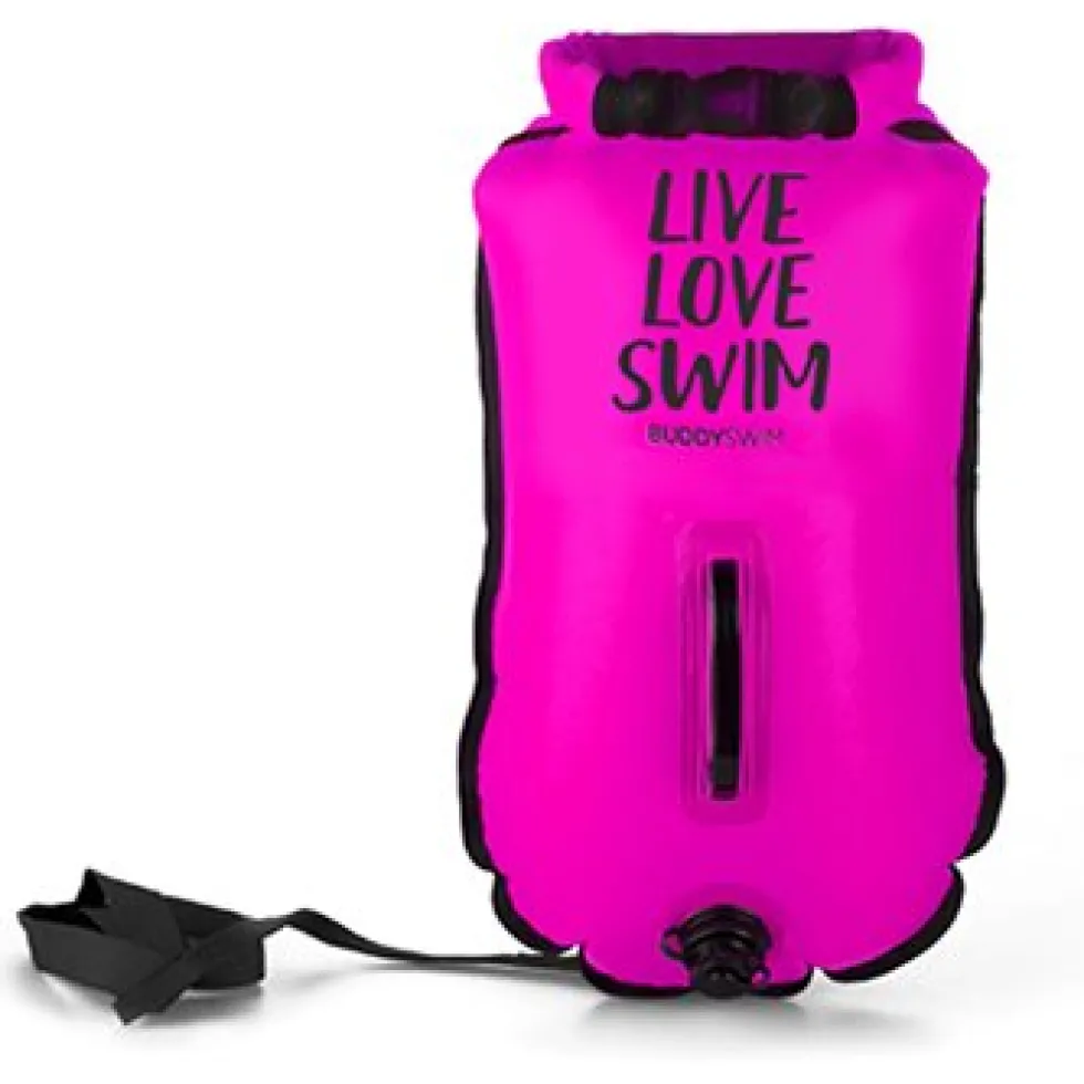 Buddyswim Boya Drybag 20lt + swim cap - pink/live love swim