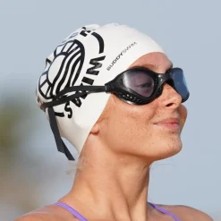 Buddyswim Siliconen Badmuts - LIVE LOVE SWIM 2 - white/pink