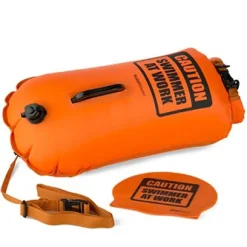 Zwemhulpmiddelen < Buddyswim Boya Drybag 28lt + swim cap - orange/caution swimmer at work