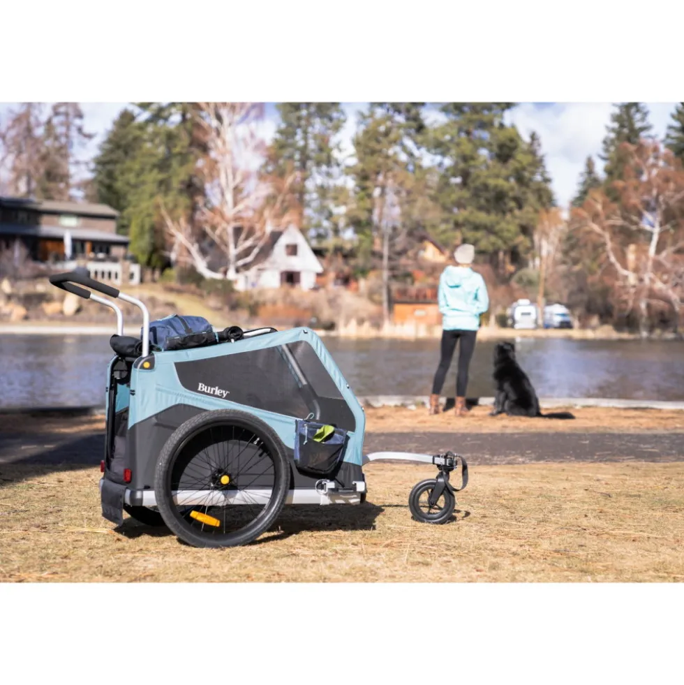 Burley Bark Ranger Fietskar voor Honden - zwart/turquoise mat