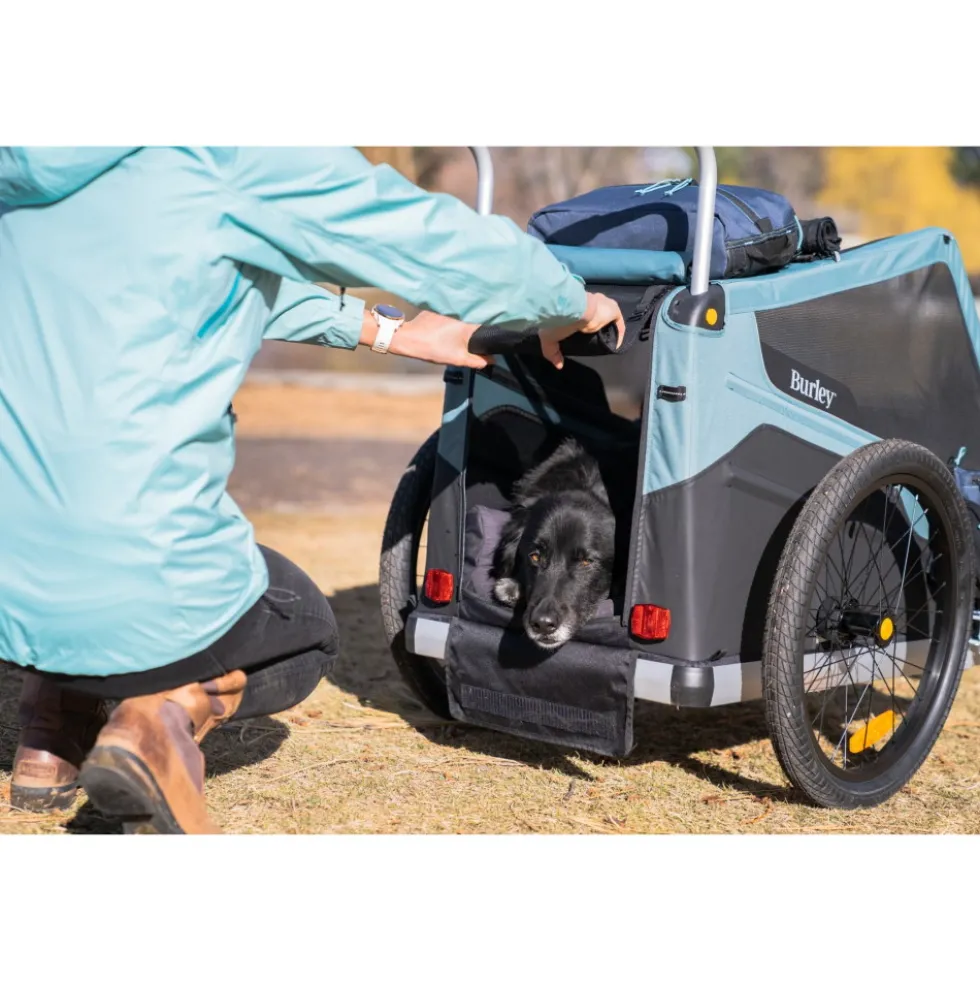Burley Bark Ranger Fietskar voor Honden - zwart/turquoise mat