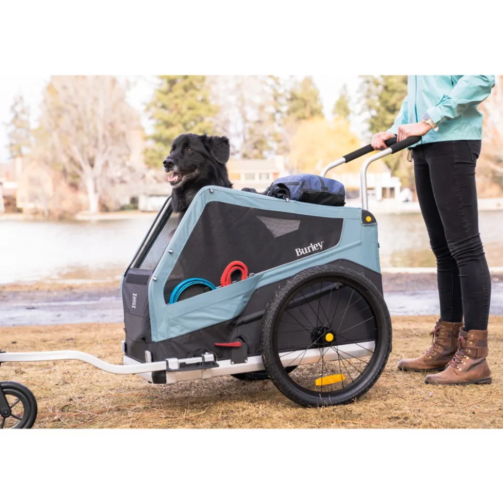 Burley Bark Ranger Fietskar voor Honden - zwart/turquoise mat