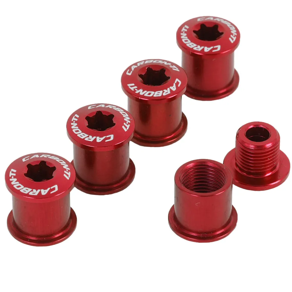 Carbon-Ti X-Fix BCD 107 2X Chainring Fixing Bolt Set - red