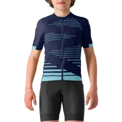Shirts Kinderen < Castelli Aero Fietsshirt met Korte Mouwen Kinder - belgian blue/pool blue 424