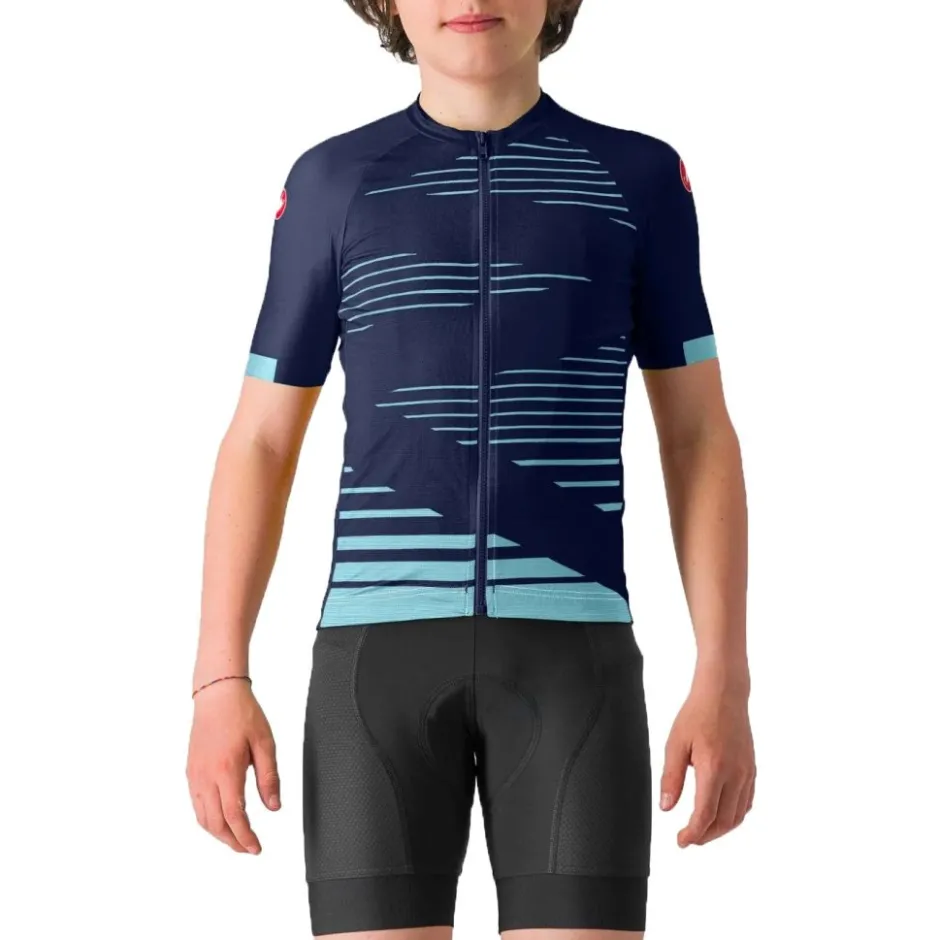 Shirts Kinderen < Castelli Aero Fietsshirt met Korte Mouwen Kinder - belgian blue/pool blue 424