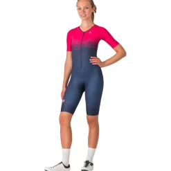 Castelli Core Tri Racebody met Korte Mouwen Dames - belgian blue/bright rose 424