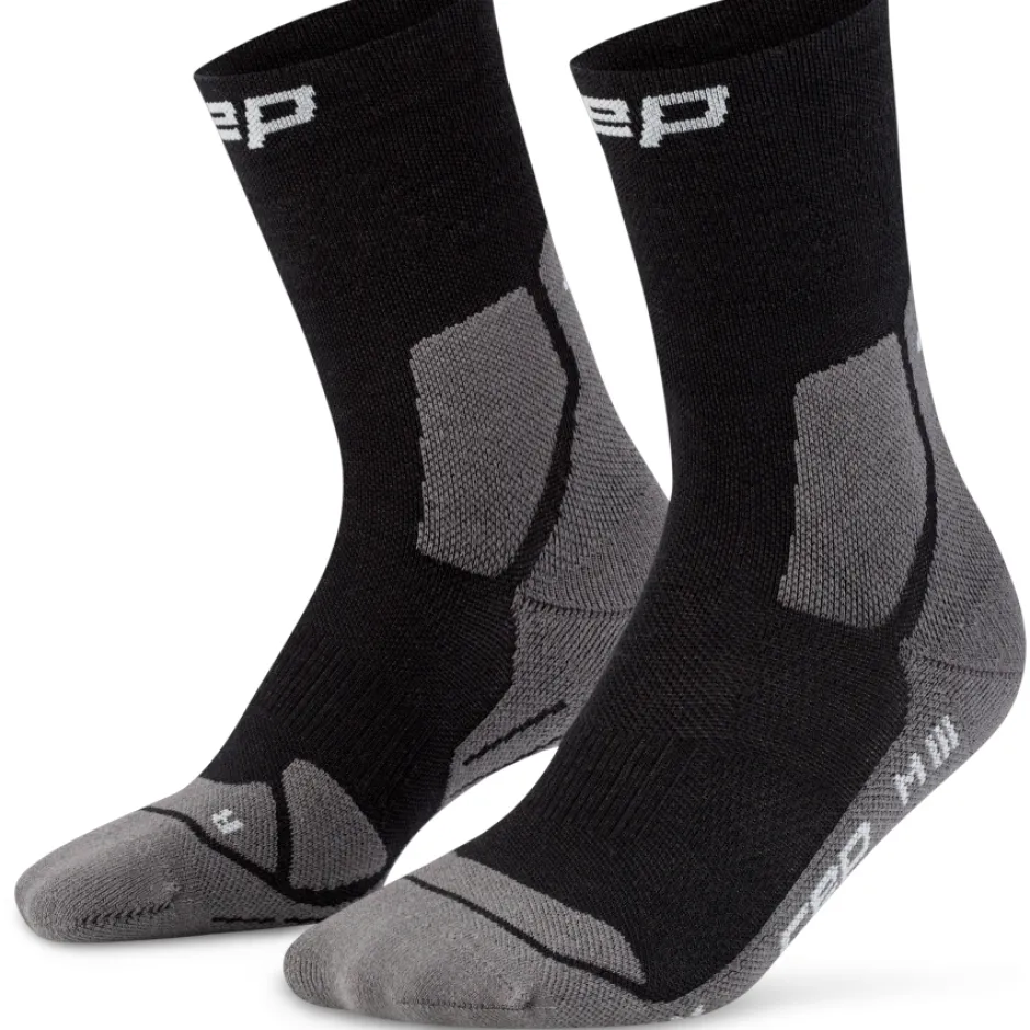 Sokken|Sokken < CEP Hiking Light Cushion Mid Cut Compressiesokken Dames - black/grey