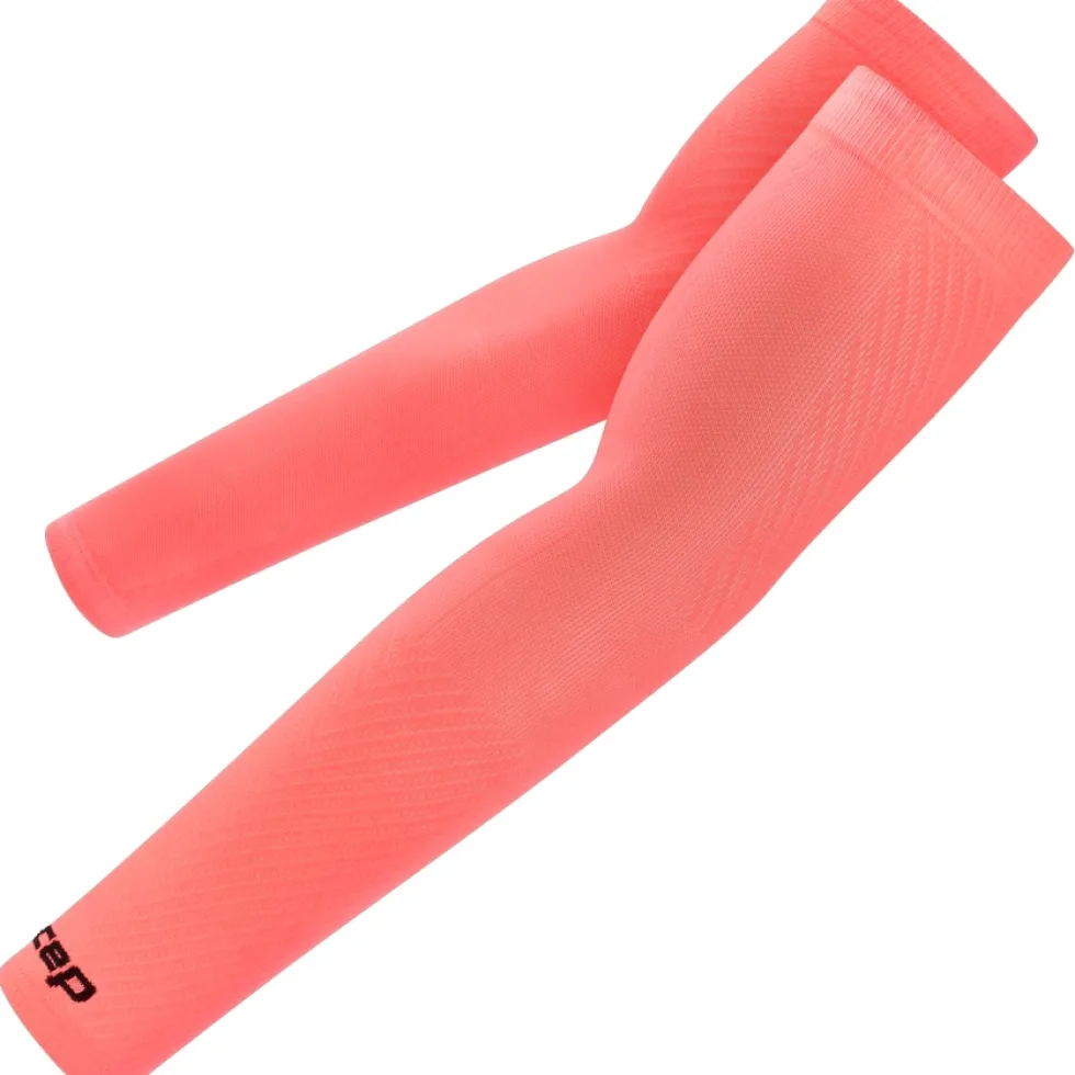 CEP Core Run Ultralight Long Armwarmers - neon coral