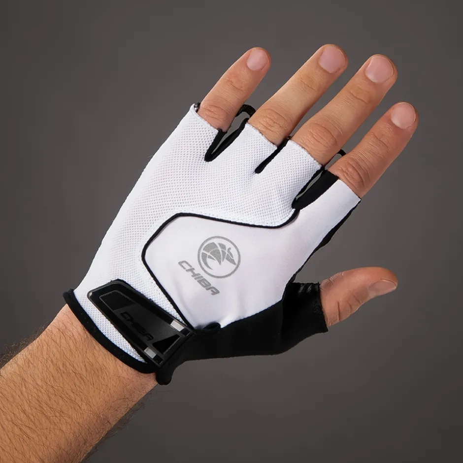 Wielerhandschoenen < Chiba Coo Air Handchoenen et Korte Vinger - wit