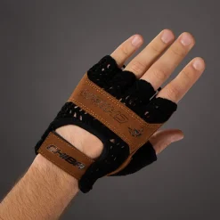 Wielerhandschoenen < Chiba Retro Handchoenen et Korte Vinger - zwart/bruin
