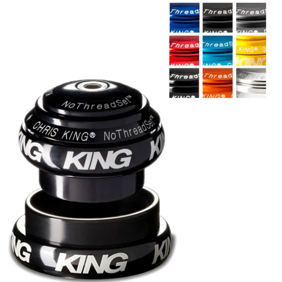 Chris King NoThreadSet Grip Lock Tapered Balhoofd - 1 1/8" - 1 1/4" - EC34/28.6 | EC44/33 - Bold Logo Print