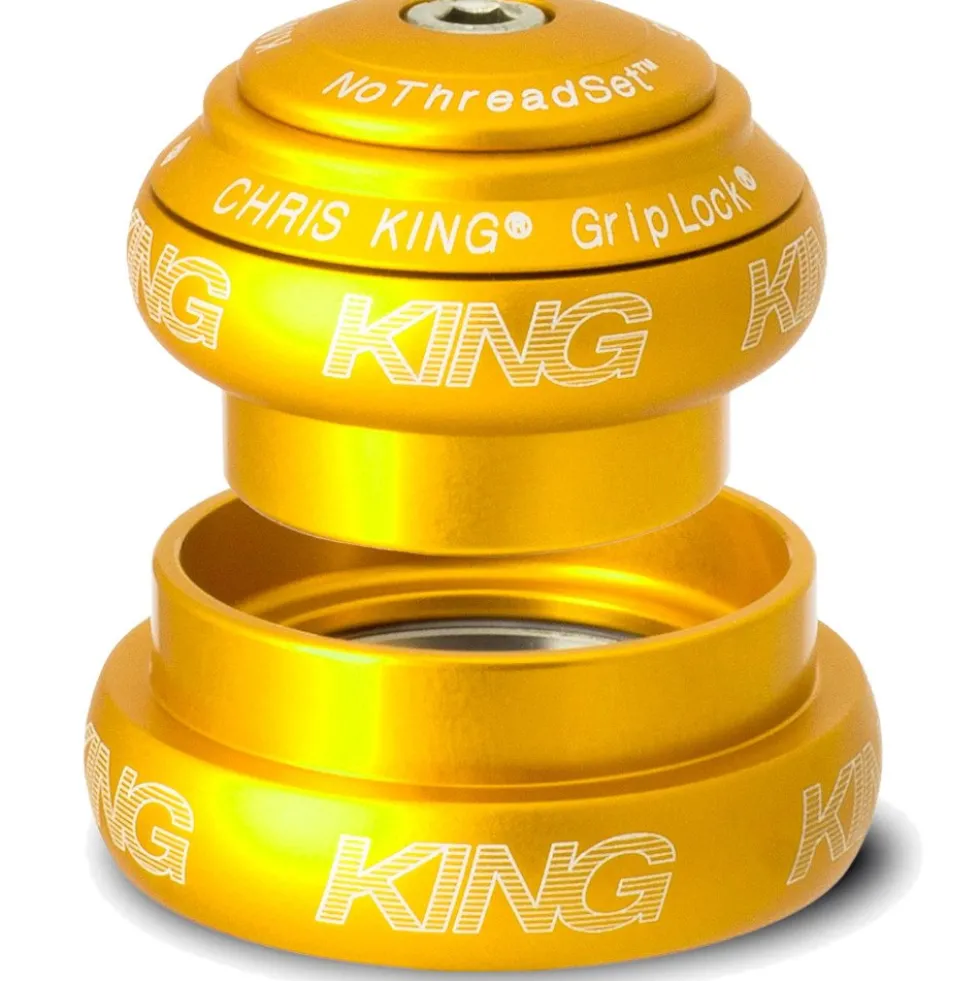 Chris King NoThreadSet Grip Lock Tapered Balhoofd - 1 1/8" - 1 1/4" - EC34/28.6 | EC44/33 - Bold Logo Print