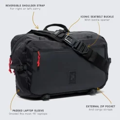 CHROME Kadet Max Schoudertas - 15L - Black Canvas Leather