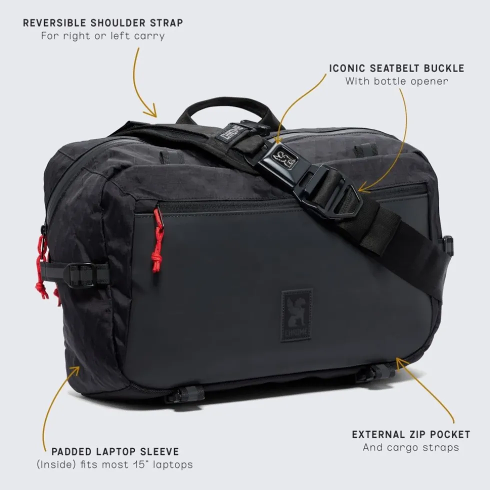 CHROME Kadet Max Schoudertas - 15L - Black Canvas Leather