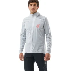 Compressport Hurricane Waterproof 10/10 Jas Unisex - grey dawn/fluo red