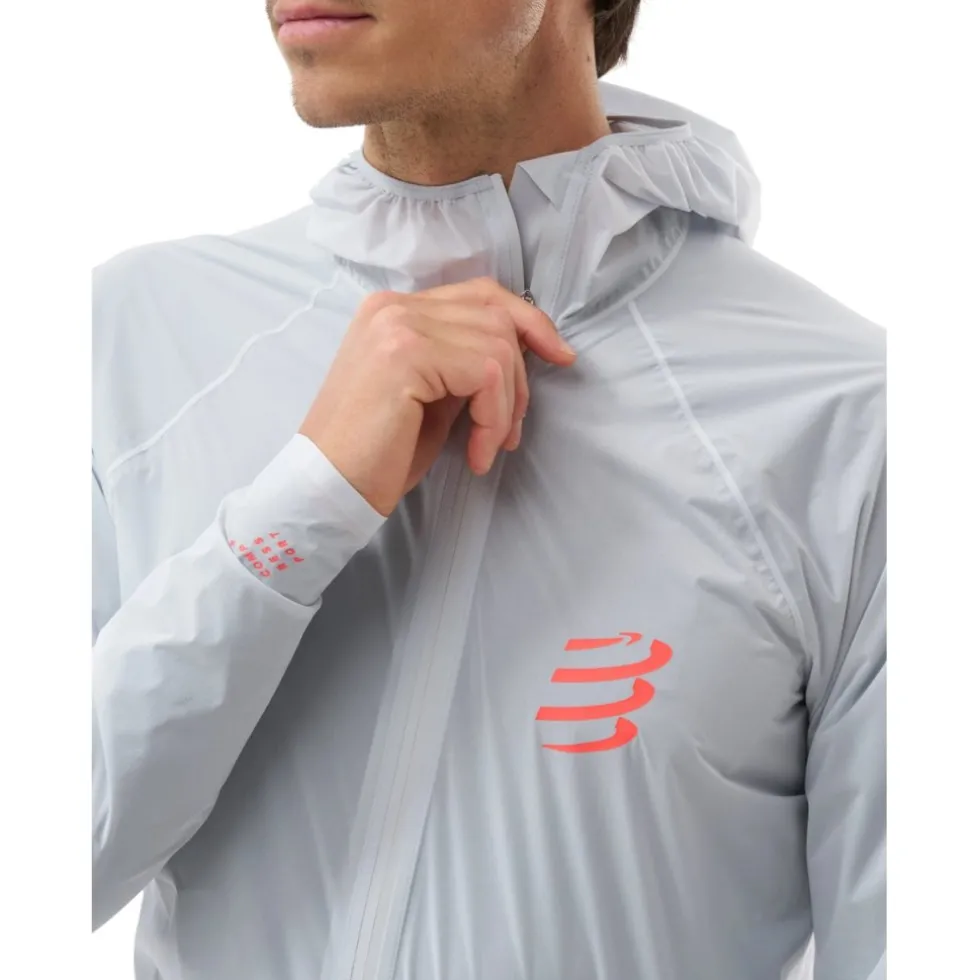 Compressport Hurricane Waterproof 10/10 Jas Unisex - grey dawn/fluo red