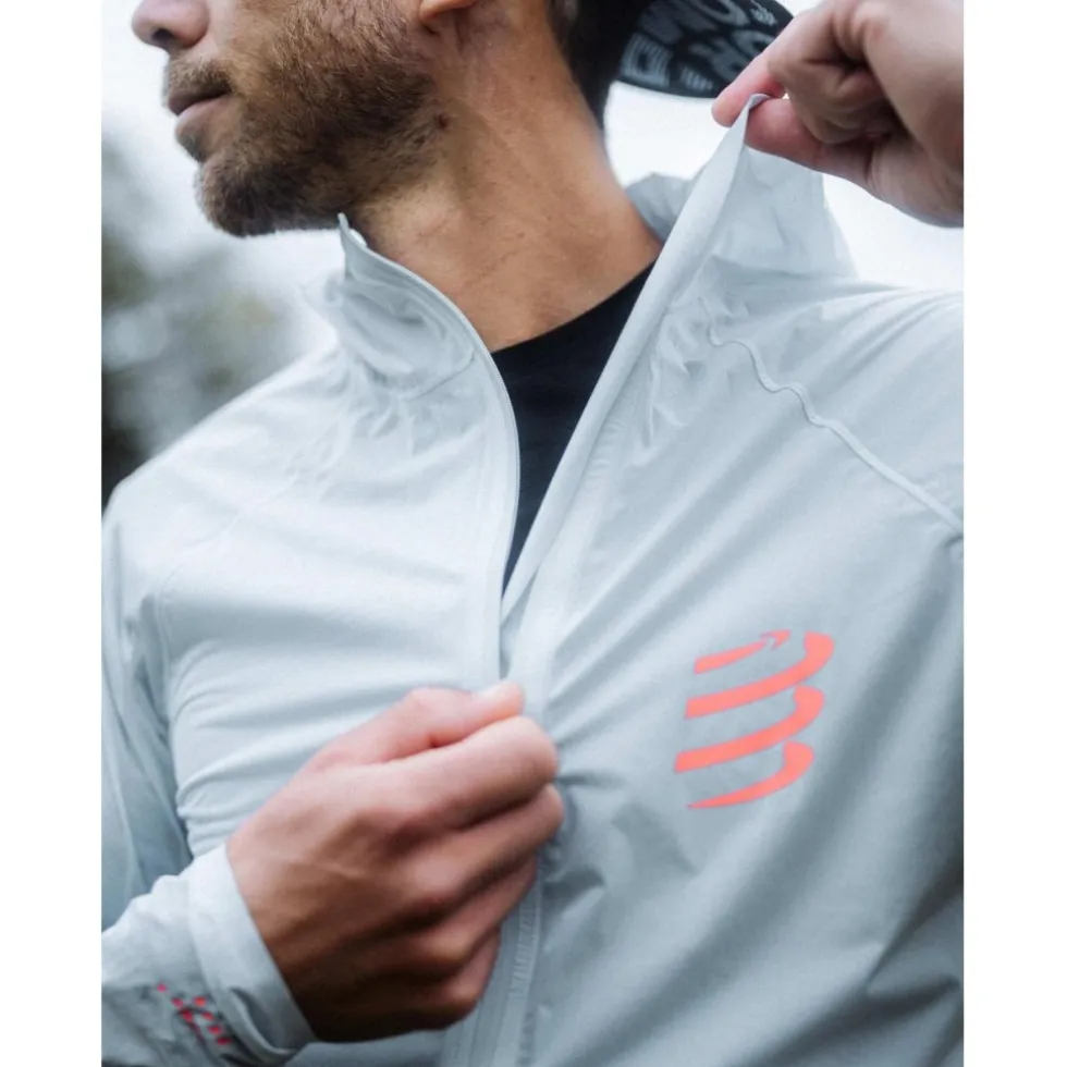 Compressport Hurricane Waterproof 10/10 Jas Unisex - grey dawn/fluo red