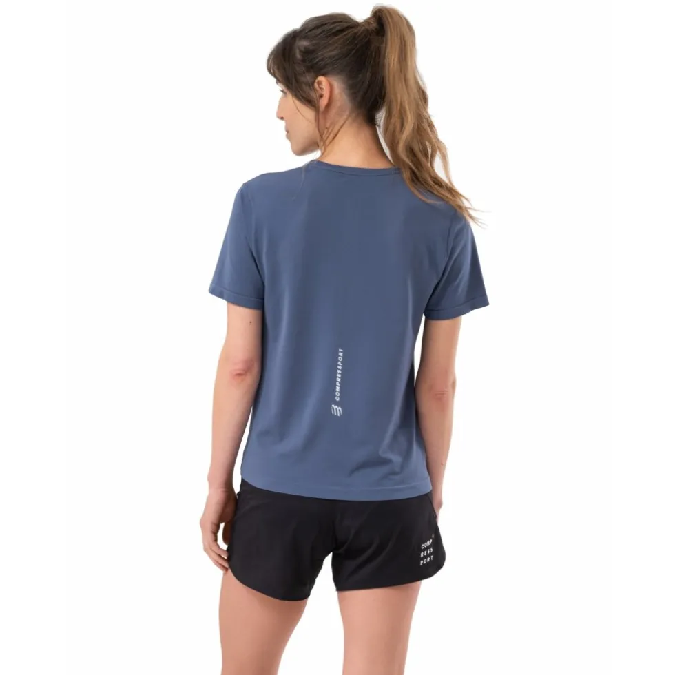 Compressport Performance Running T-Shirt Dames - indigo