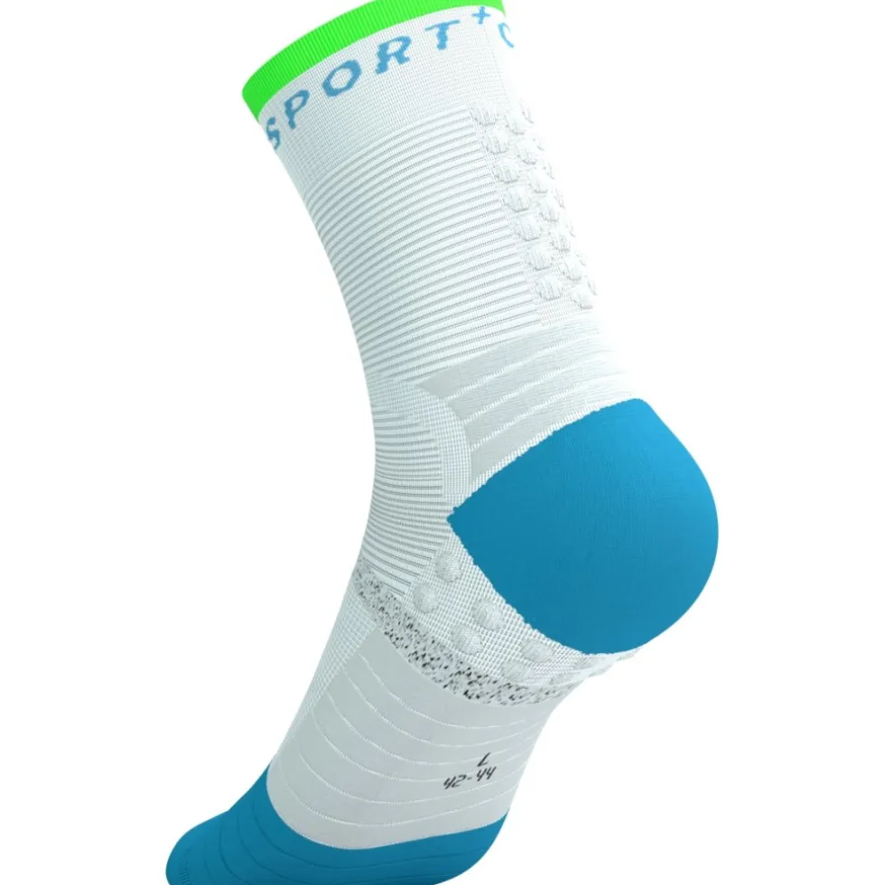 Compressport Pro Marathon Sokken v2.0 - white/norse blue/neon green