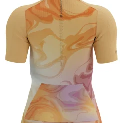 T-Shirts & Tops < Compressport Tri Postura Aero Shirt met Korte Mouwen Dames - buff orange print