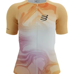 T-Shirts & Tops < Compressport Tri Postura Aero Shirt met Korte Mouwen Dames - buff orange print