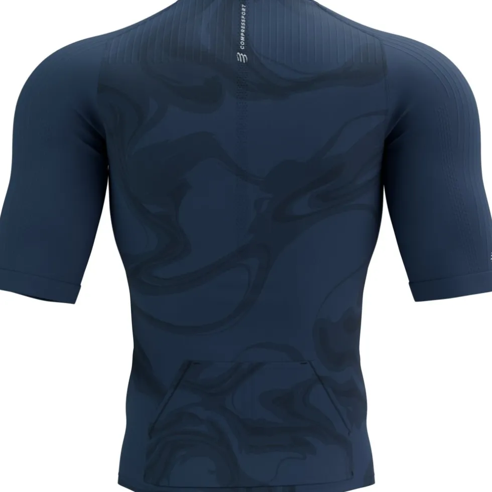 Compressport Tri Postural Aero Shirt met Korte Mouwen Heren - indigo print